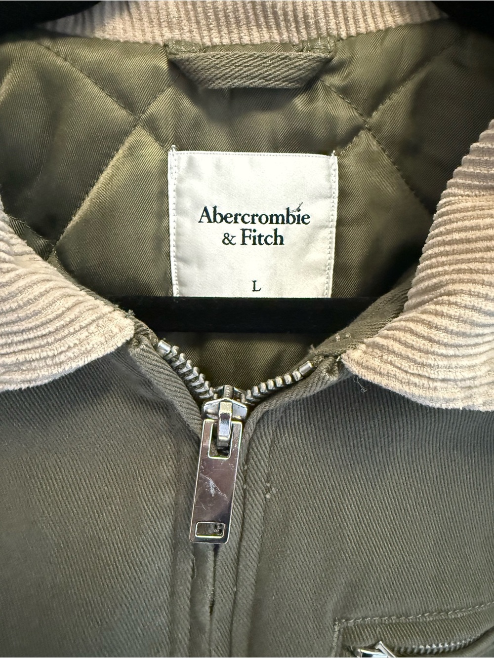 Abercrombie and Fitch Cropped Twill Workwear Jacket size large VGUC - Picture 3 of 7